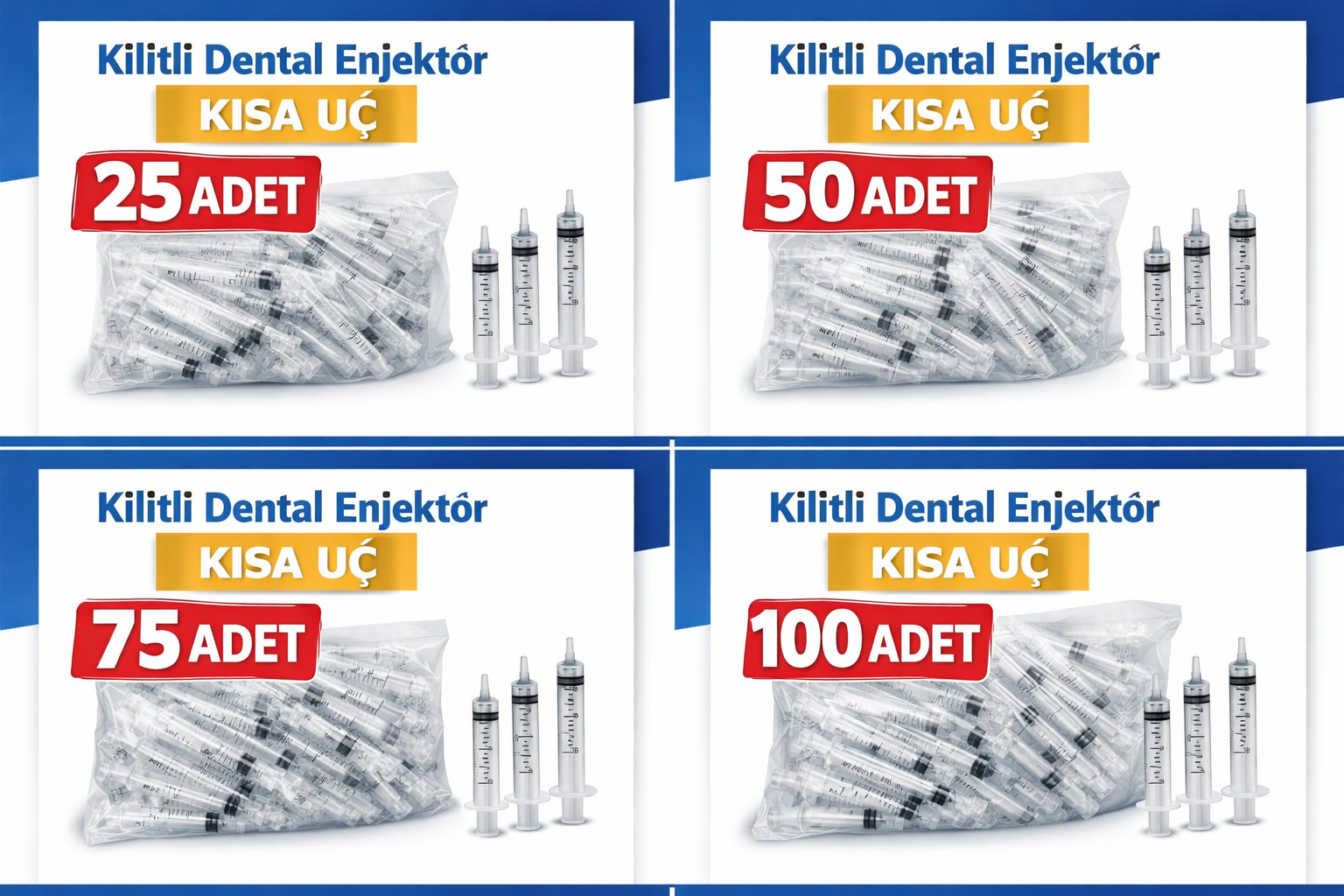 Kilitli Dental Enjektör Kısa Uç Luer Lock Şırınga – Diş Hekimliği İçin Güvenli ve Pratik Kullanım