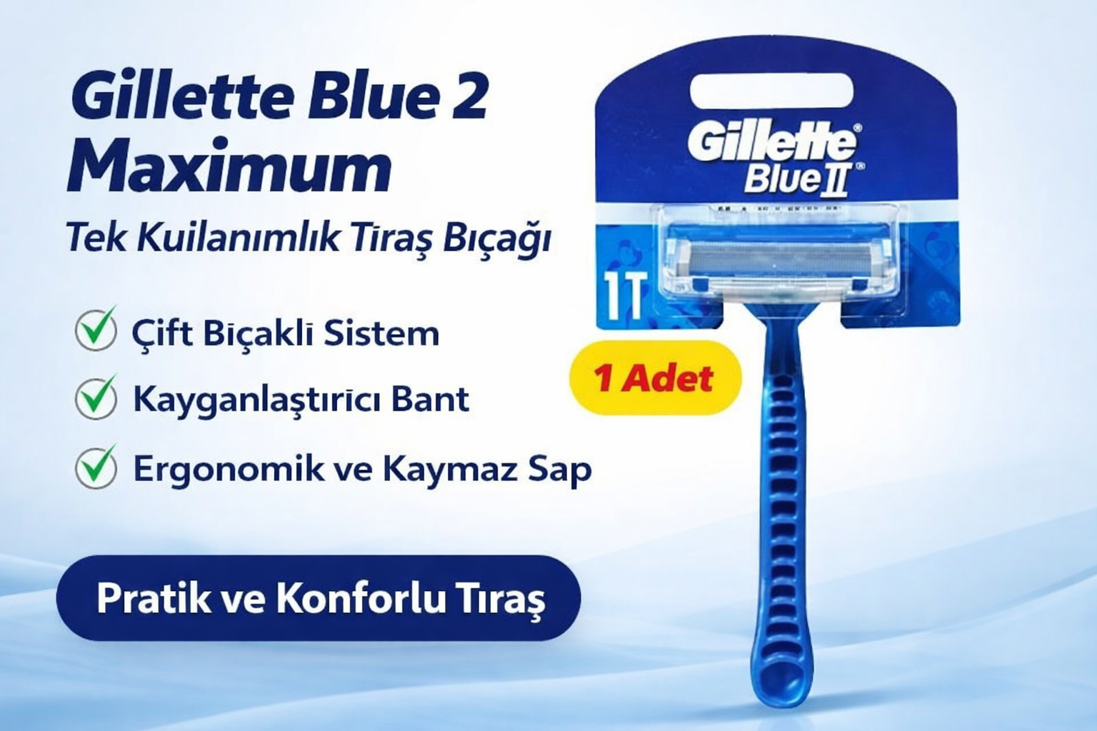 Jilet Blue 2 Maximum Tek Kullanımlık Tıraş Bıçağı 1 Adet