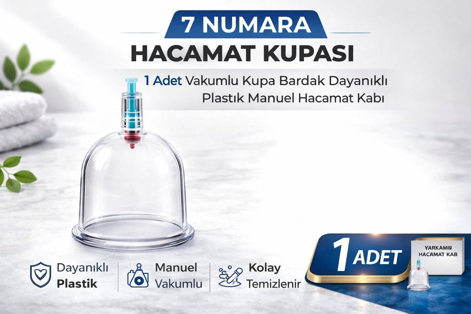 7 Numara Hacamat Kupası 1 Adet Vakumlu Kupa Bardak Dayanıklı Plastik Manuel Hacamat Kabı